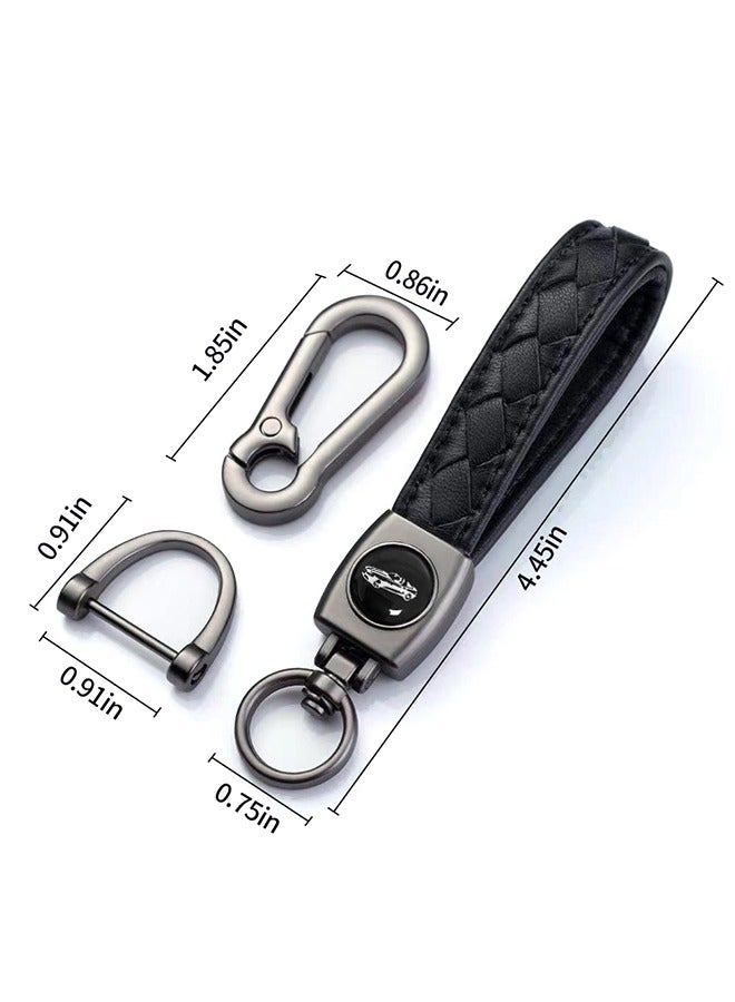 Genuine Leather Car Logo Keychain, Business Key Chain Suit Alloy Metal Chain Keyring Styling Decoration Accessories Keyring with Logo Gift for Women and Men (Send a Screwdriver) - Image 5